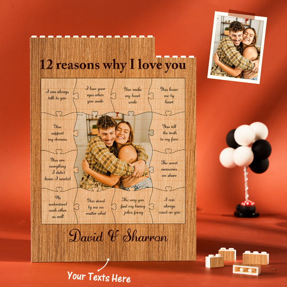Reasons I Love You - Personalized Couple Photo Building Block Puzzle