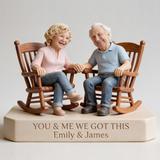 Custom Old Couple Photo Desk Sign - Shaped Acrylic Plaque Portrait Statue, Romantic Milestone Anniversary