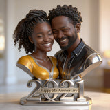Personalized Black Couple 5th Anniversary Custom Shaped Acrylic Plaque - Custom 2021 Wood Milestone Gift for Husband, Wife Table Decor