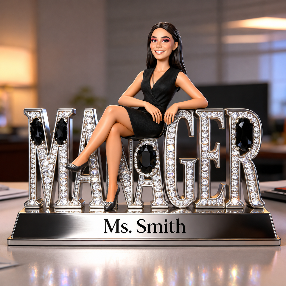 Custom Latin Female Manager Desk Nameplate Plaque - Personalized Latina Boss Figurine, Luxury Crystal Office Decor Gift