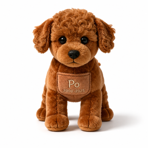 Custom Pet Memorial Puppy Poodle Faux Fur Shaped Pillow - Personalized Dog Loss Remembrance Stuffed Animal, Sympathy Keepsake Gift for Cockapoo Labradoodle