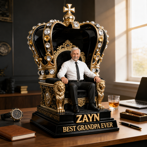 Custom King Throne Photo Figurine Statue | Personalized Best Grandpa Ever Crown Sculpture | Unique Father's Day Gift for Office Desk Decor