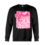 T-shirt et sweat à capuche personnalisés « Preppy Breast Cancer Faith Over Fear » (La foi plutôt que la peur face au cancer du sein)