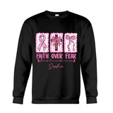 Guerrière contre le cancer du sein : la foi plutôt que la peur - T-shirt et sweat à capuche personnalisés pour la sensibilisation au cancer du sein