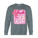 T-shirt et sweat à capuche personnalisés « Preppy Breast Cancer Faith Over Fear » (La foi plutôt que la peur face au cancer du sein)