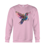 T-shirt et sweat à capuche personnalisés avec ruban rose et colibri en cristal pour la sensibilisation au cancer du sein
