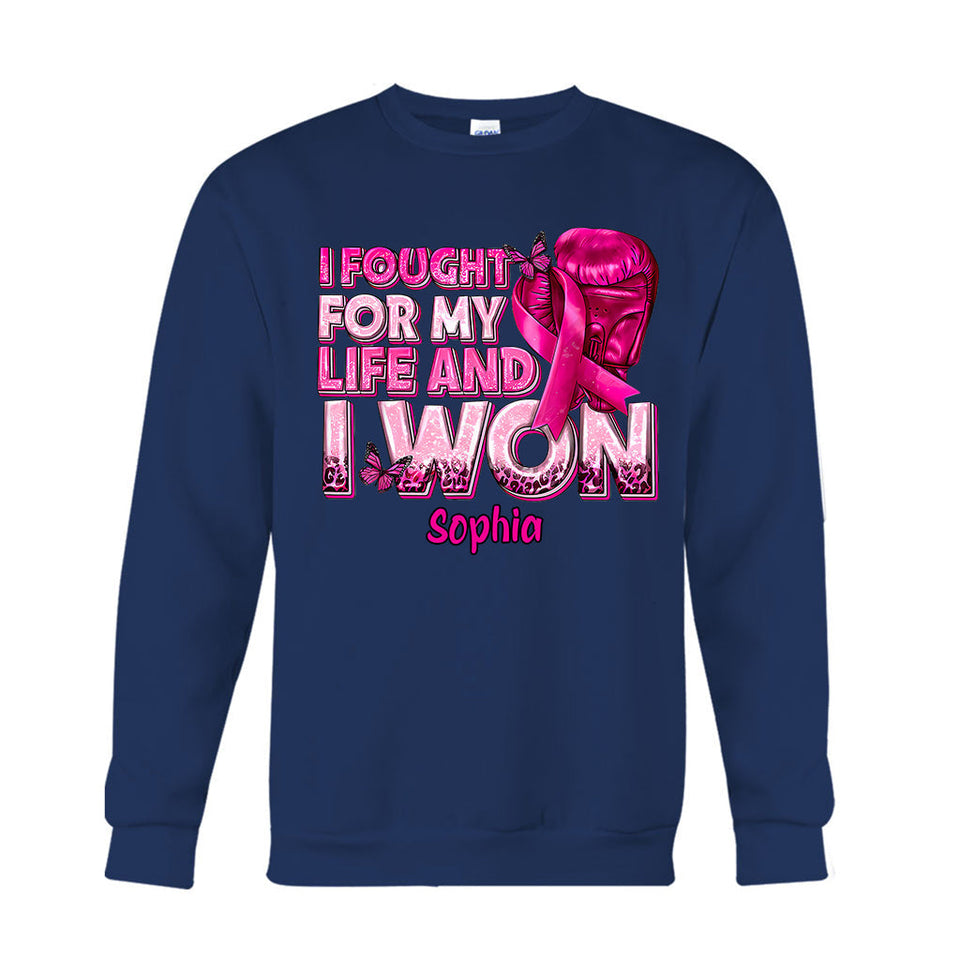 Gants de boxe et ruban rose - T-shirt et sweat à capuche personnalisés pour la sensibilisation au cancer du sein