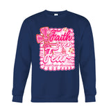 T-shirt et sweat à capuche personnalisés « Preppy Breast Cancer Faith Over Fear » (La foi plutôt que la peur face au cancer du sein)