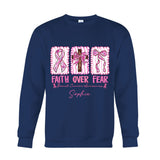 Guerrière contre le cancer du sein : la foi plutôt que la peur - T-shirt et sweat à capuche personnalisés pour la sensibilisation au cancer du sein