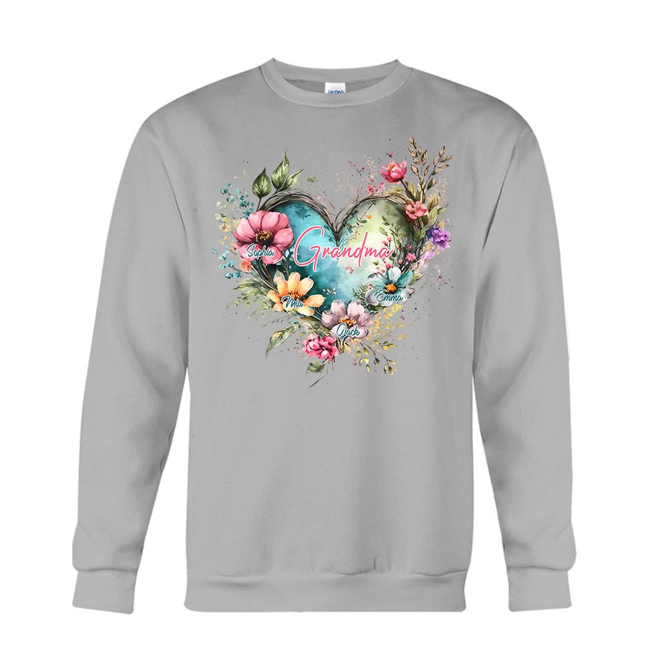 Grandma's Mom's Flowers - Personalized Grandma T-shirt And Hoodie