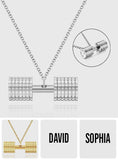 Personalized Engraved Weightlifting Small Barbell Necklace