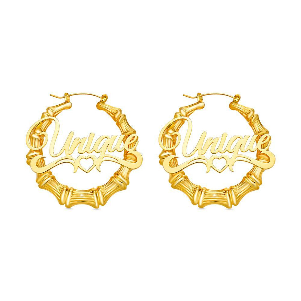 Unique Design - Personalized Circle Bamboo Earrings