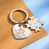 You're The Piece That Holds Us Together Puzzle Heart - Personalized Mother Puzzle Heart Keychain