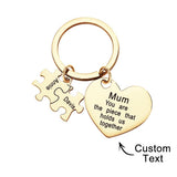 You're The Piece That Holds Us Together Puzzle Heart - Personalized Mother Puzzle Heart Keychain
