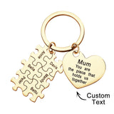 You're The Piece That Holds Us Together Puzzle Heart - Personalized Mother Puzzle Heart Keychain