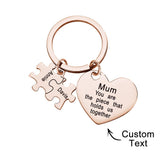 You're The Piece That Holds Us Together Puzzle Heart - Personalized Mother Puzzle Heart Keychain