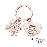 You're The Piece That Holds Us Together Puzzle Heart - Personalized Mother Puzzle Heart Keychain