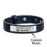 Scannable Spotify Code For Couple - Personalized Soundwaves Leather Bracelet