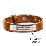 Scannable Spotify Code For Couple - Personalized Soundwaves Leather Bracelet