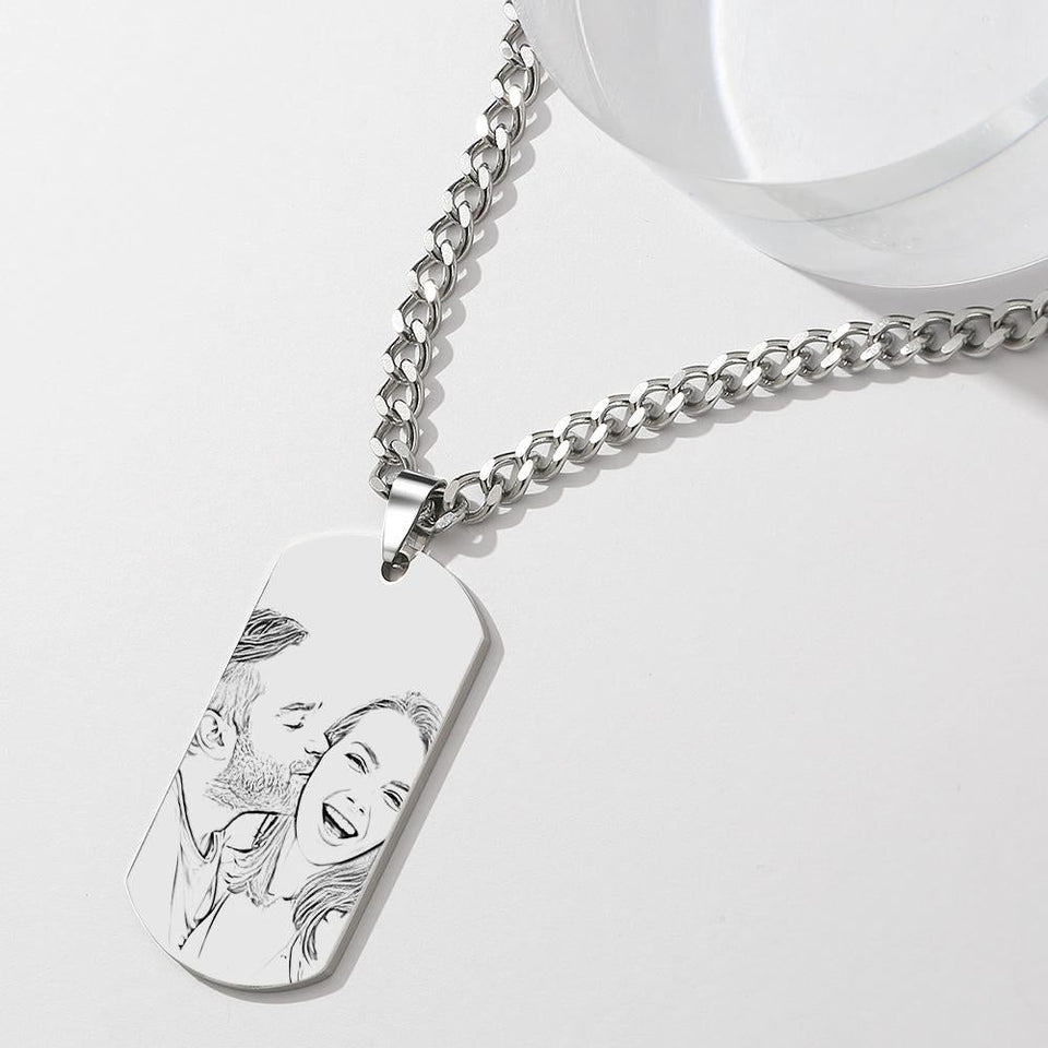 Any Photo - Personalized Engraved QR Code Necklace