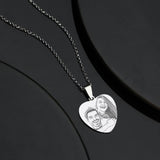 Personalized Women's Heart Photo Engraved Tag Necklace