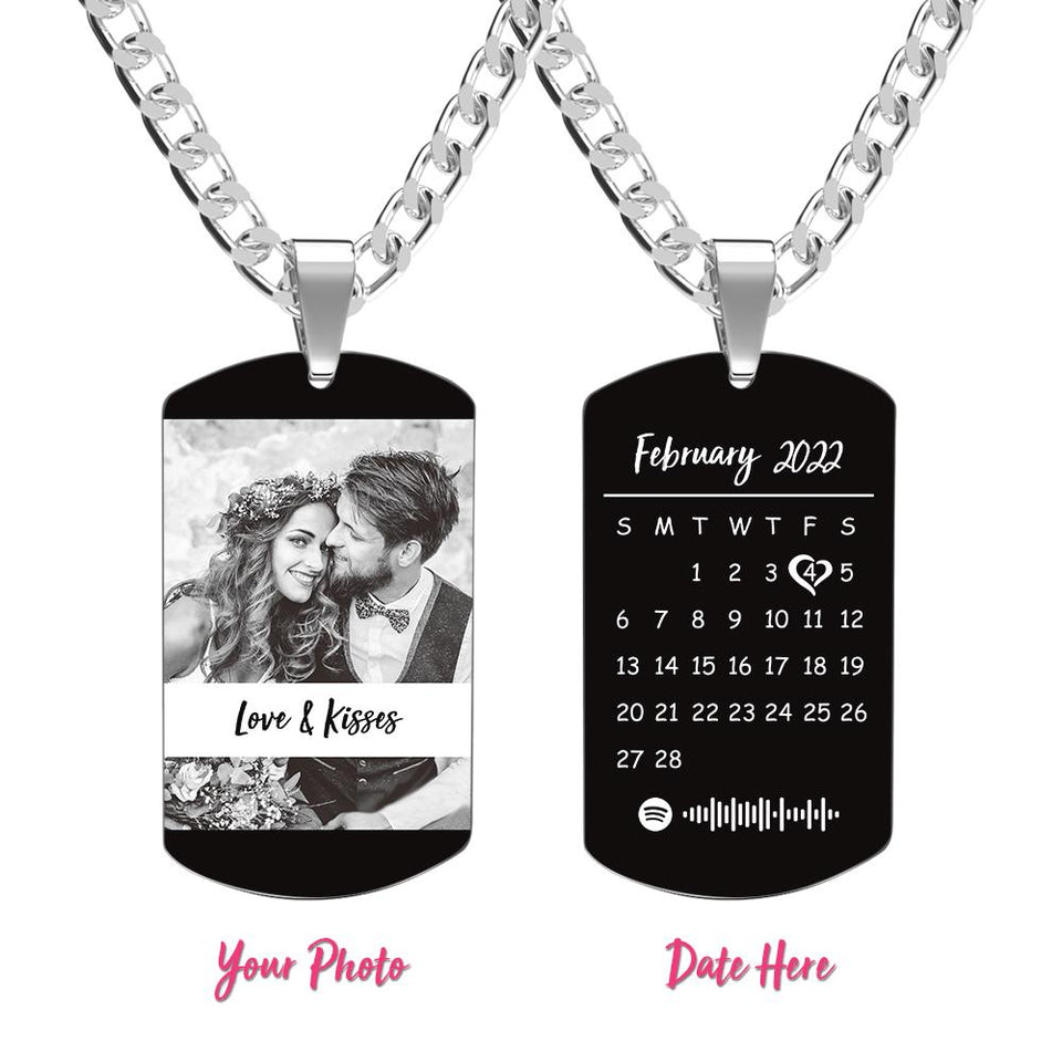 Personalized Engraved Spotify Photo With Calendar Charm