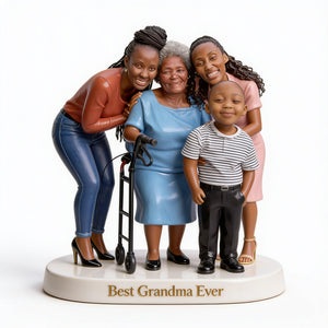 Custom Black Grandma and Family Desk Sign Personalized African American Grandmother Grandkids Portrait Figurine Luxury Home Decor Sculpture Gift