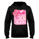 T-shirt et sweat à capuche personnalisés « Preppy Breast Cancer Faith Over Fear » (La foi plutôt que la peur face au cancer du sein)