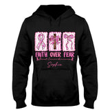 Guerrière contre le cancer du sein : la foi plutôt que la peur - T-shirt et sweat à capuche personnalisés pour la sensibilisation au cancer du sein