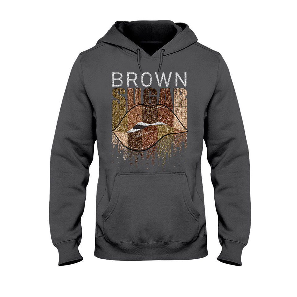 Brown Sugar - African American T-shirt and Hoodie With Faux Glitter Print 1121