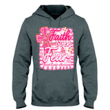 T-shirt et sweat à capuche personnalisés « Preppy Breast Cancer Faith Over Fear » (La foi plutôt que la peur face au cancer du sein)