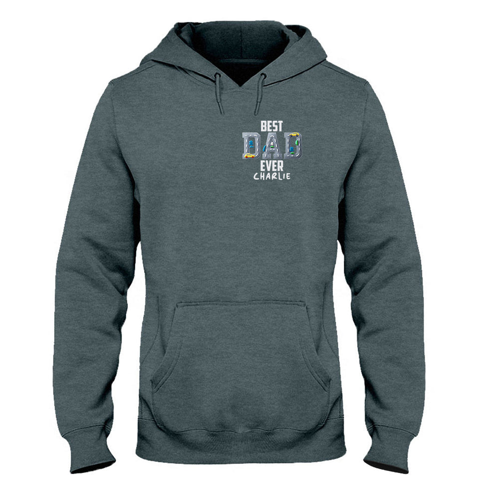 Car Road On Dad's Back - Personalized Father T-shirt And Hoodie