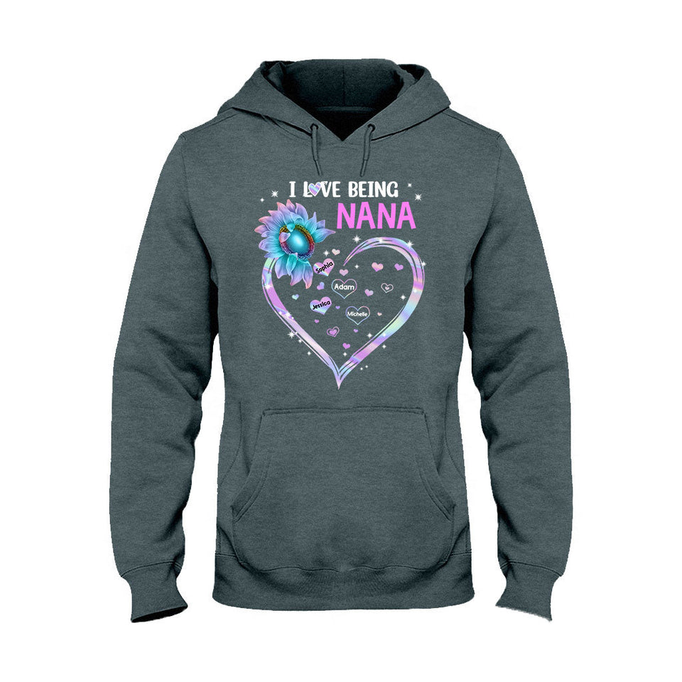 I Love Being Grandma Sunflower - Personalized Mother's Day Grandma T-shirt and Hoodie