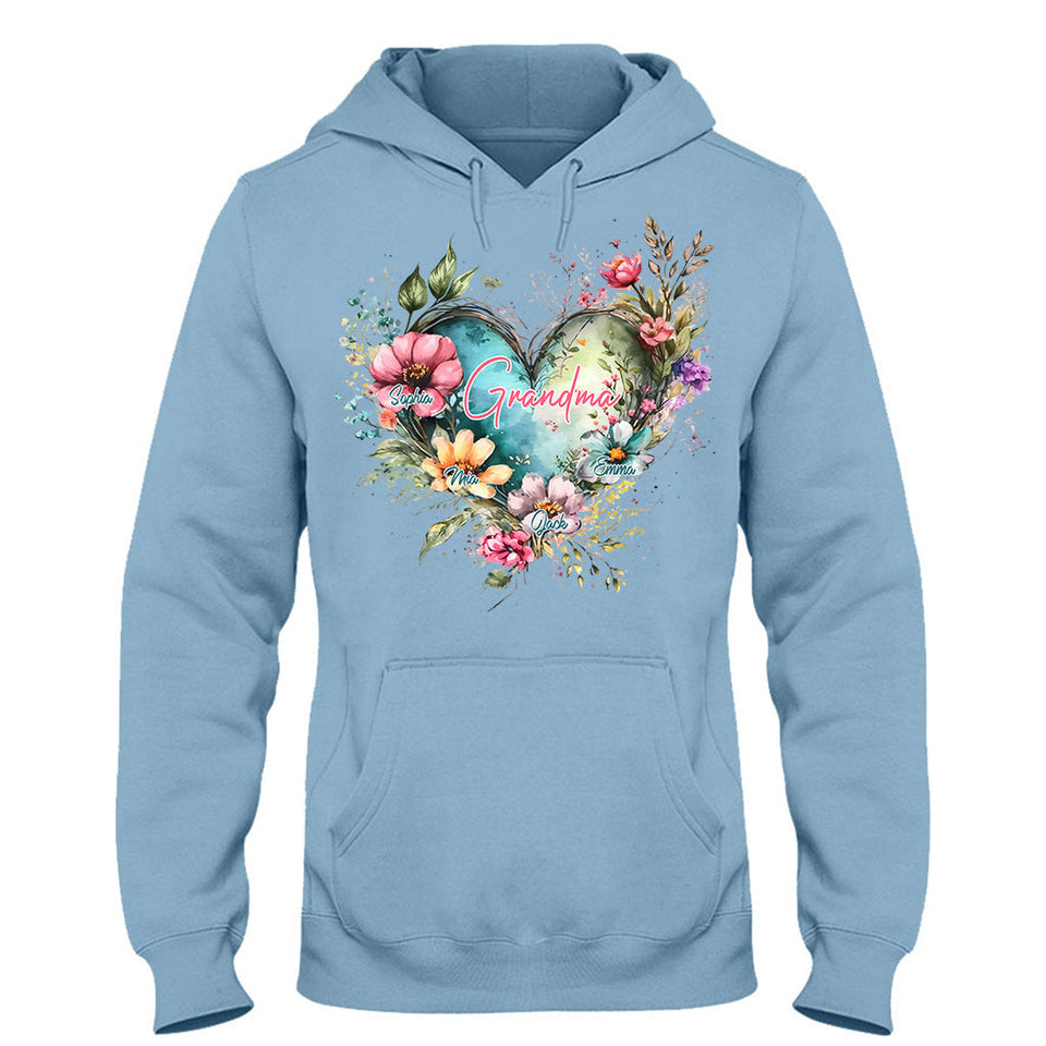 Grandma's Mom's Flowers - Personalized Grandma T-shirt And Hoodie