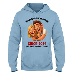 Funny Gift Cartoonish Exaggerated Mascot Style - Personalized Couple T-shirt And Hoodie