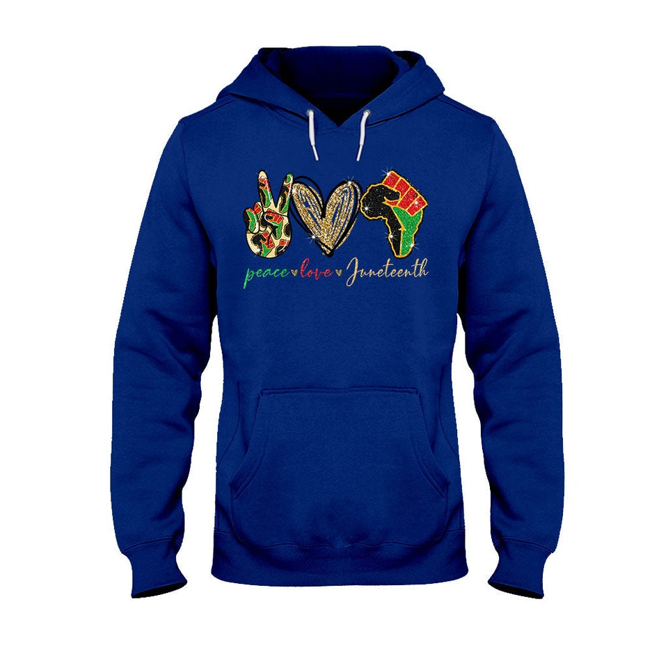 Juneteenth - African American T-shirt and Hoodie With Faux Glitter Print 1121