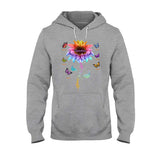 Blessed To Be Called Grandma Colorful Sunflower With Butterflies - Personalized Mother's Day T-shirt and Hoodie
