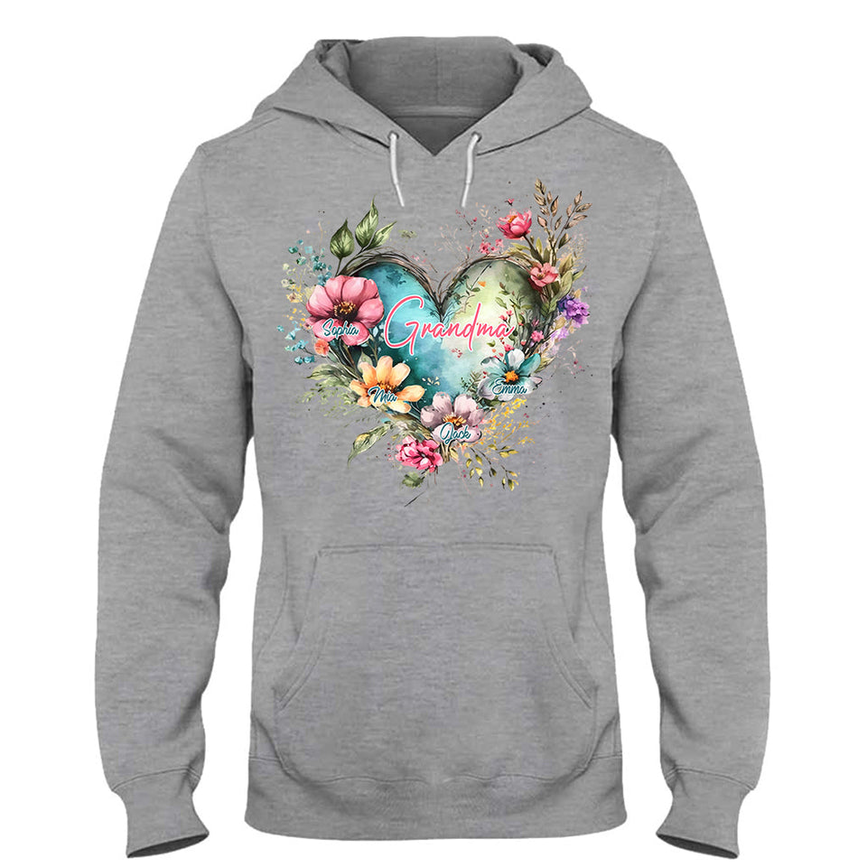 Grandma's Mom's Flowers - Personalized Grandma T-shirt And Hoodie