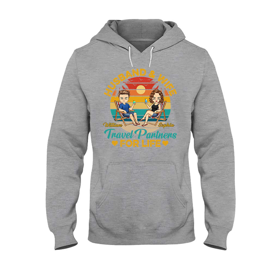 Husband And Wife Travel Partners - Personalized Couple T-shirt and Hoodie