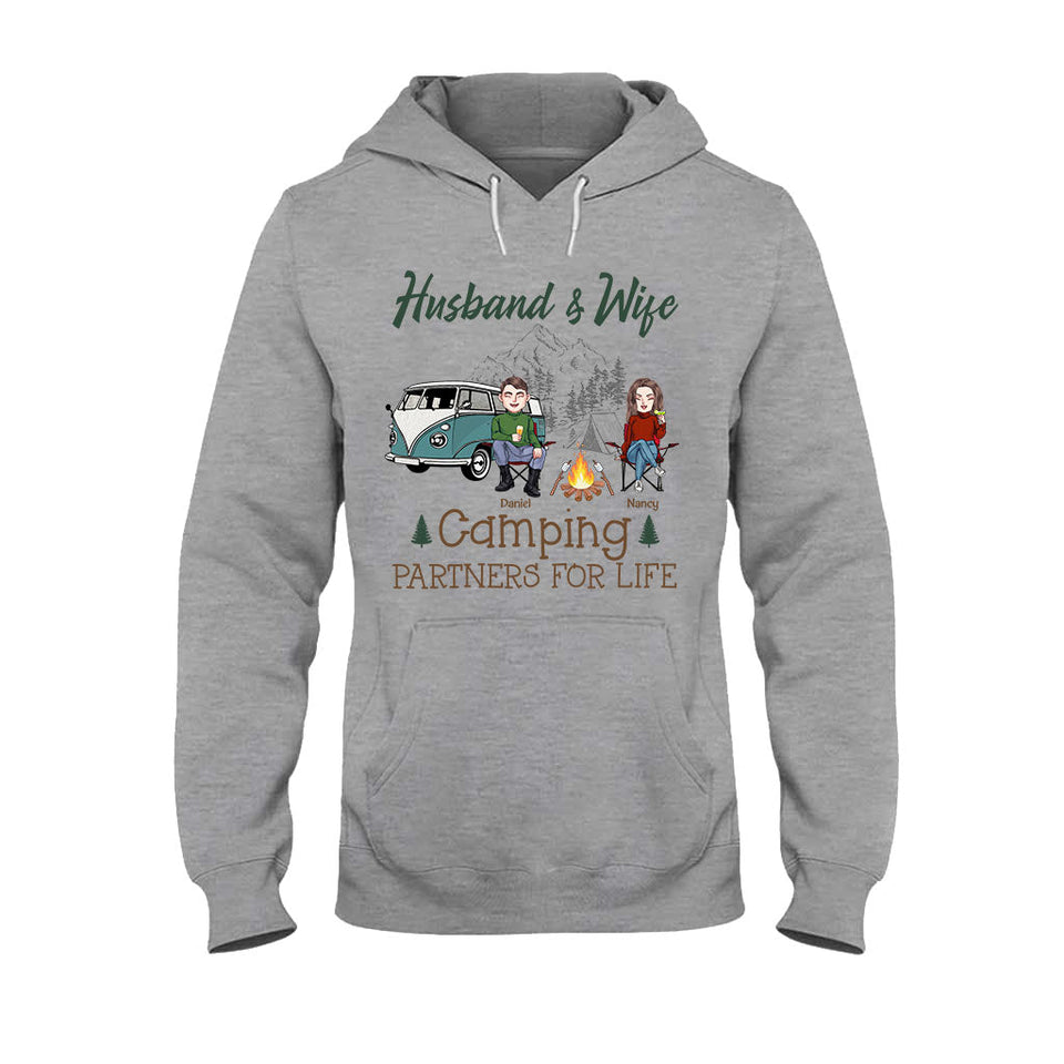 Husband And Wife Camping Couple For Life - Personalized Couple Camping T-shirt and Hoodie