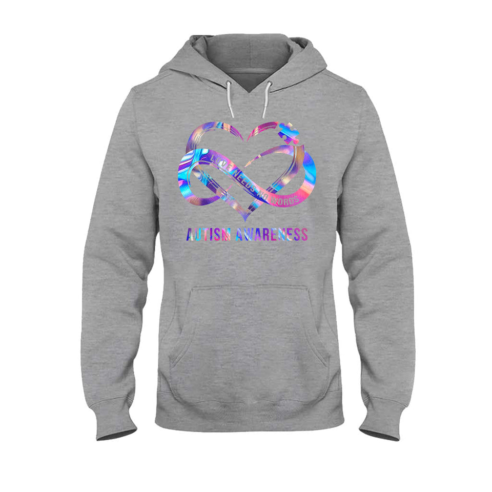 L'amour n'a pas besoin de mots - T-shirt et sweat à capuche de sensibilisation à l'autisme 112021