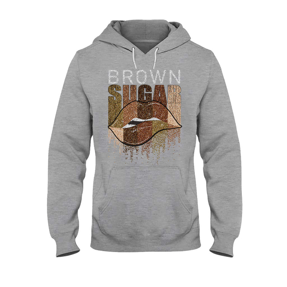 Brown Sugar - African American T-shirt and Hoodie With Faux Glitter Print 1121