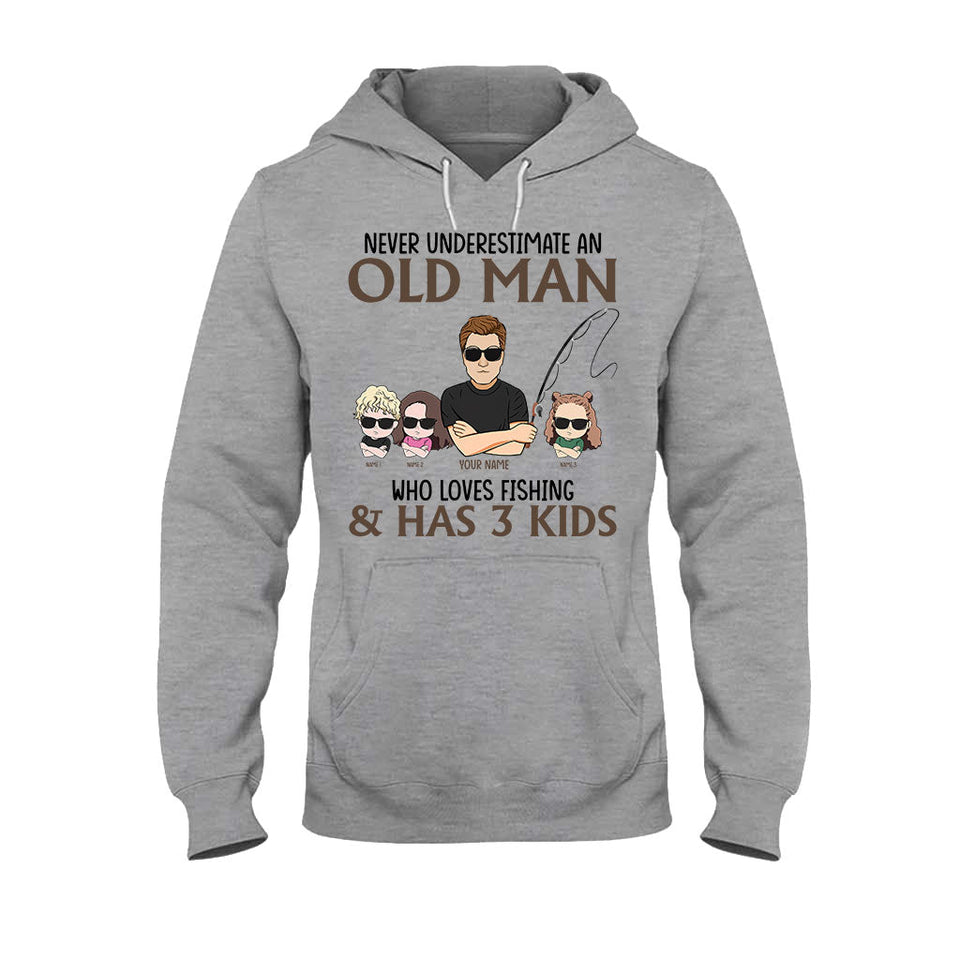 Never Underestimate An Old Man Who Loves Fishing - Personalized Father's Day T-shirt and Hoodie