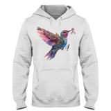T-shirt et sweat à capuche personnalisés avec ruban rose et colibri en cristal pour la sensibilisation au cancer du sein