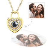 Love Heart Lock Shaped Photo Projection Charm - gift for who lost a loved one - Personalized Love Heart Lock Shaped Photo Projection Charm