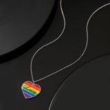 LGBT Heart - Personalized LGBT Support Name Rainbow Necklace