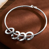 Any Name - Personalized Family Bangle Bracelet with Heart/Round Pendants