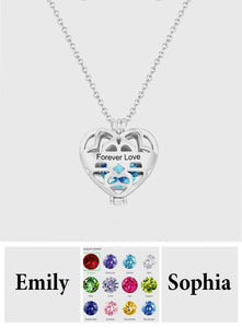 Any Message - Personalized Heart Pendant Necklace With Birthstone