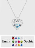 Any Message - Personalized Heart Pendant Necklace With Birthstone