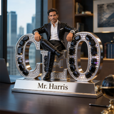 Custom Latino Male CEO Figurine Gift - Personalized Executive Desk Nameplate, Boss Office Decor Acrylic Plaque, Promotion Gift